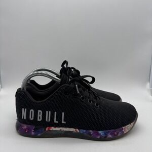 NOBULL Black Floral SuperFabric Training Shoes Womens 7 Mens 5.5 Low Top Sneaker